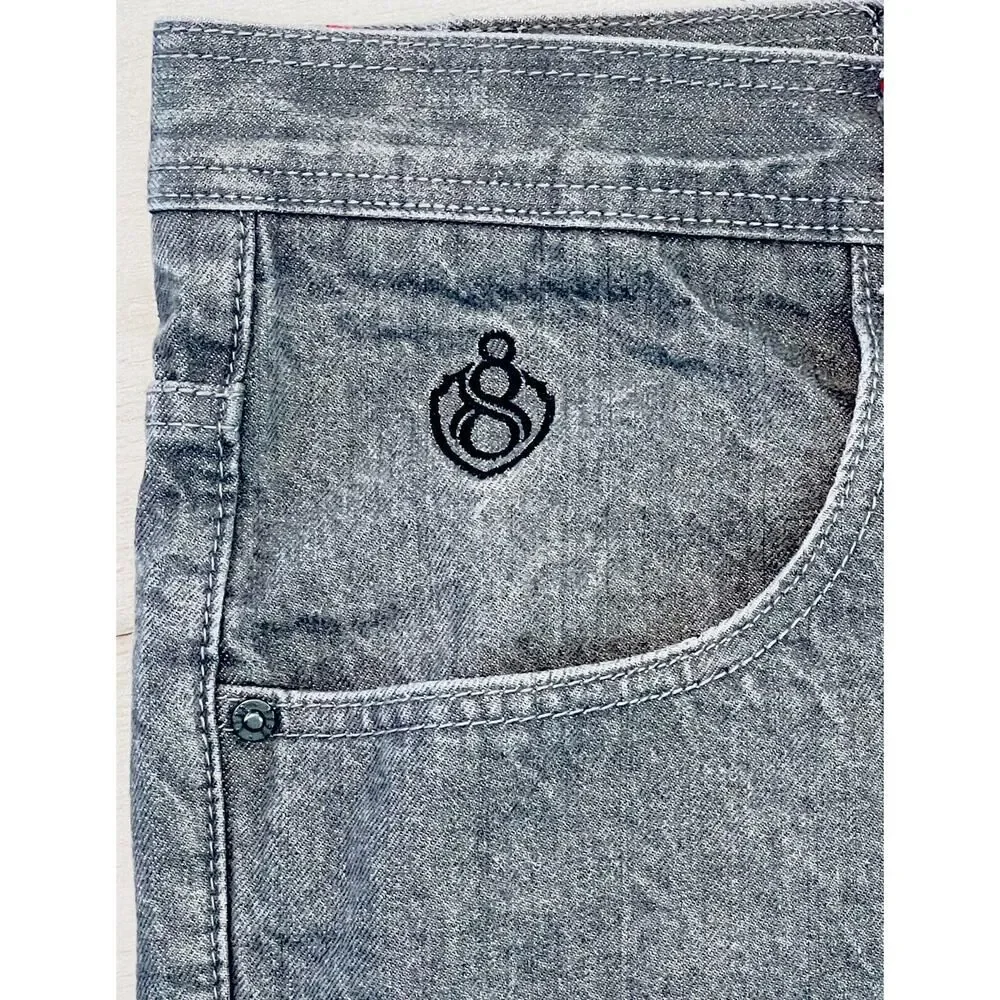 Eight 732 Jeans Mens 46x35 Relaxed Baggy Gray Heavy Denim Urban Streetwear Y2K